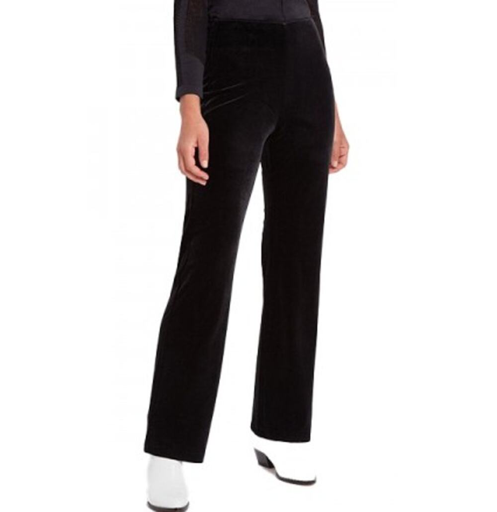 Lysse Women's Black Stretch Velvet Curvy Pant Size S